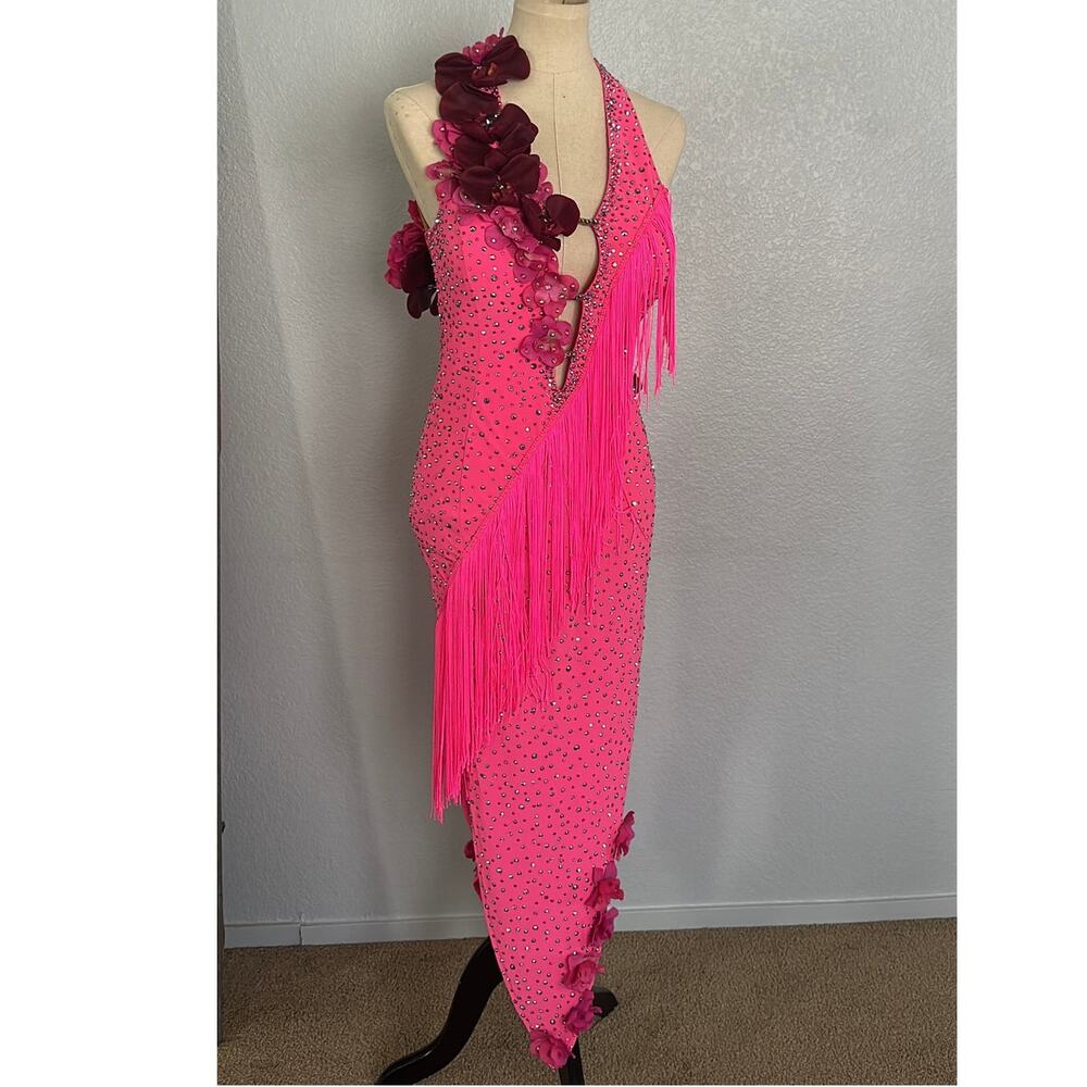 Hot Pink Orchid Latin Rhythm Dance Dress M/L